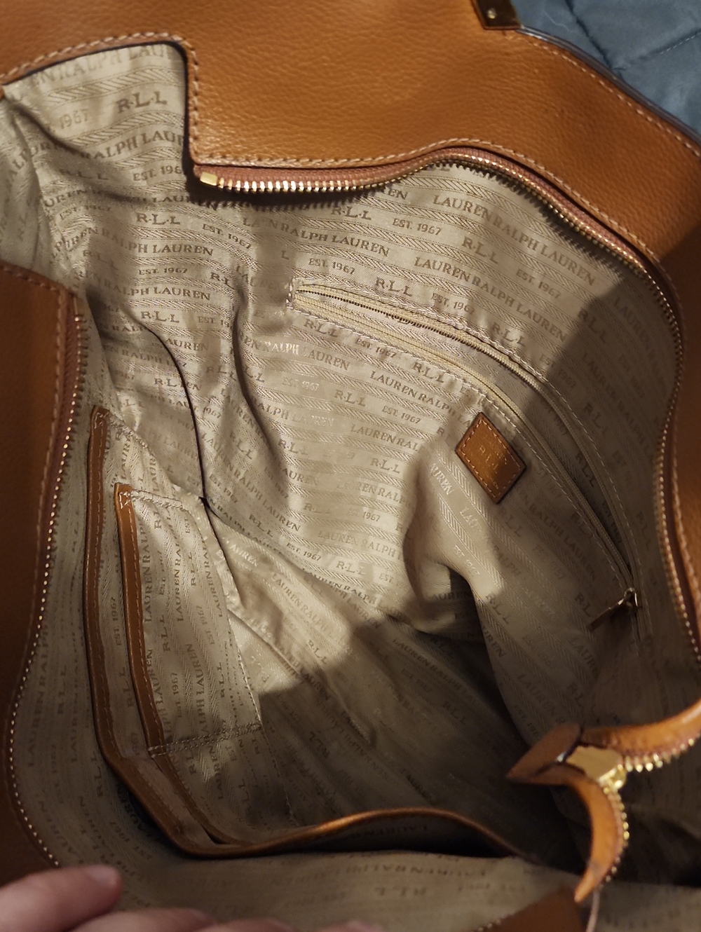 Ralph Lauren RLL Cognac Leather Tote with Gold Hardware - Clean! Large Tote! - Picture 4 of 11